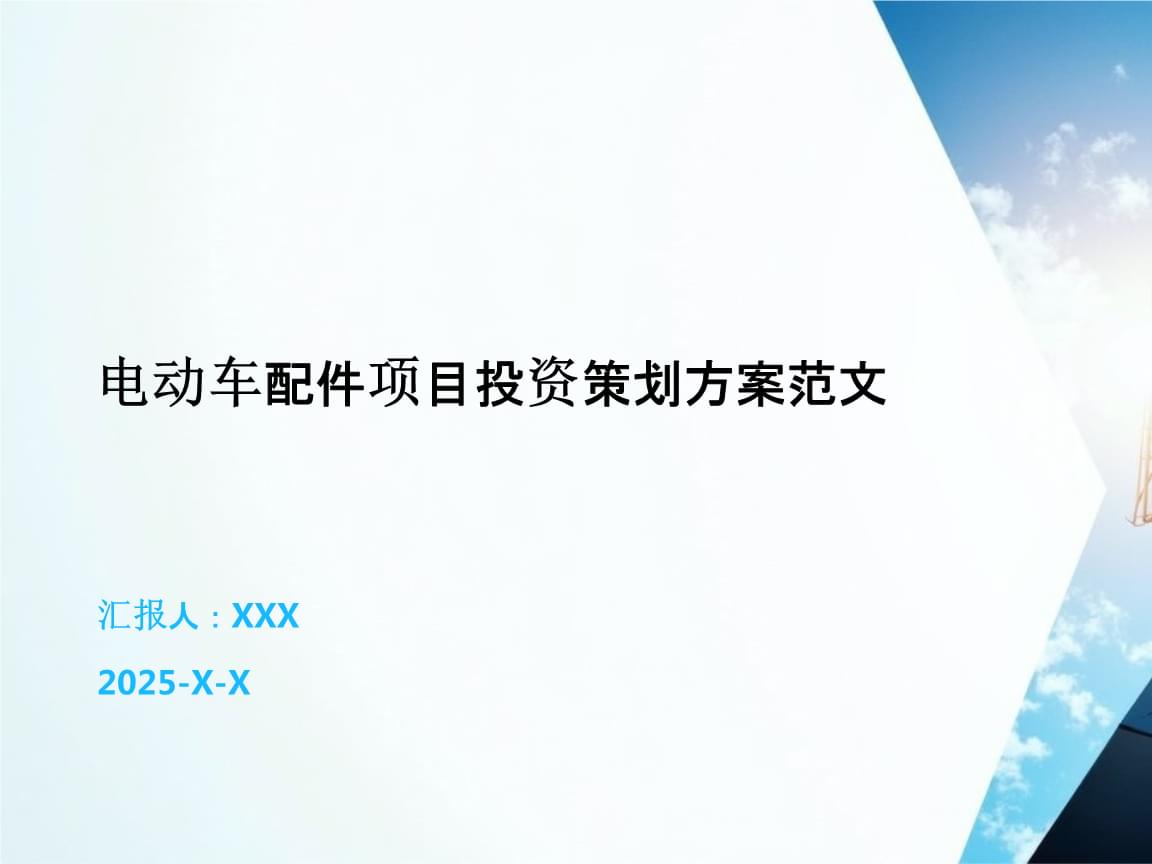 电动车配件项目投资策划方案范文.pptx